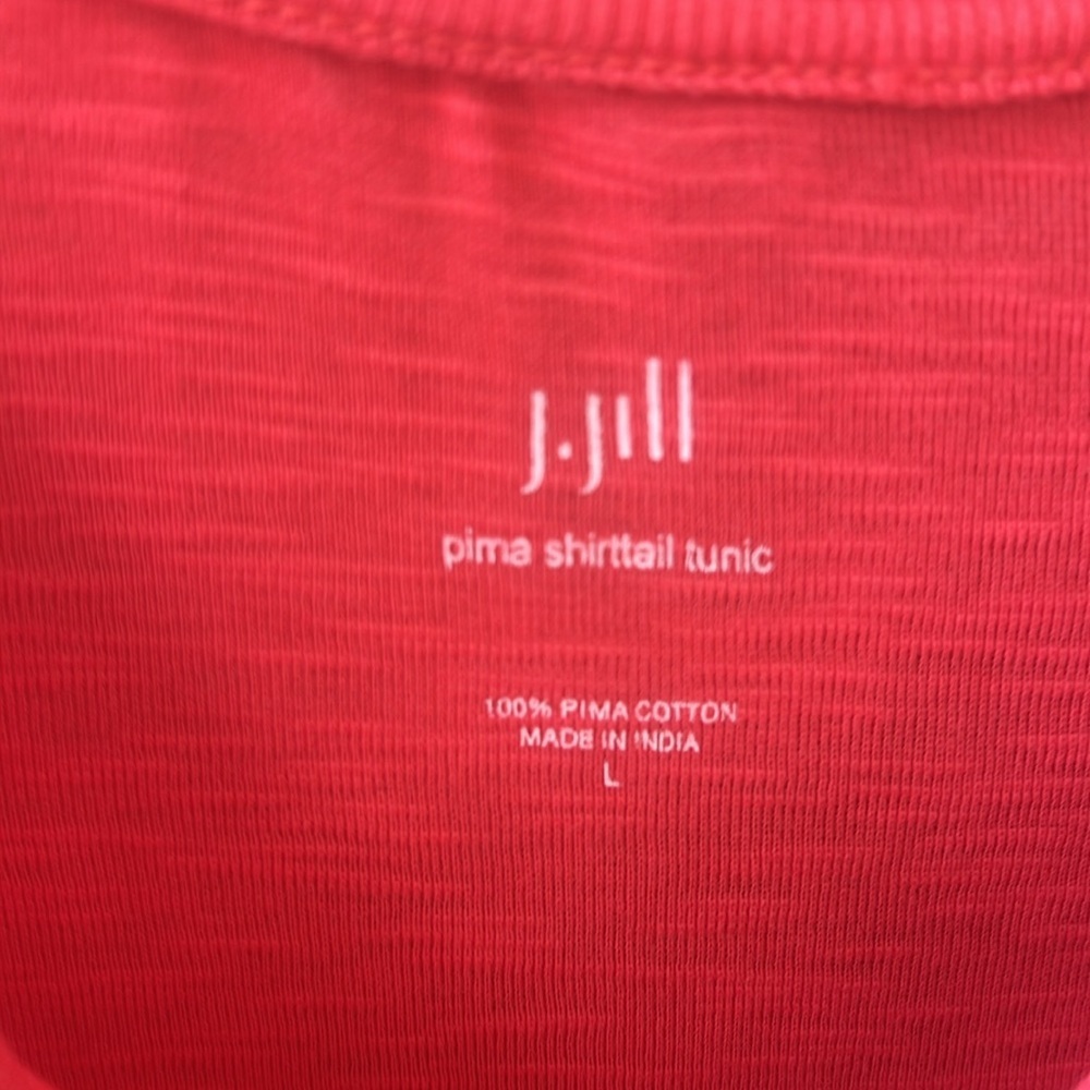 J.Jill Sz L Essential Pima Shirttail Tunic in Orange Coral Slub Pima Cotton - Picture 3 of 7